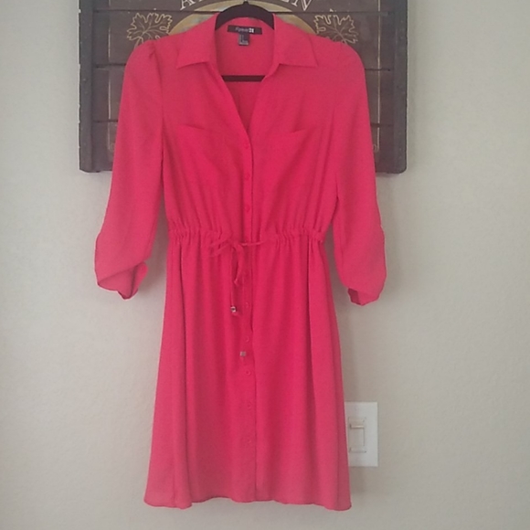Coral Shirt Dress - Picture 2 of 5